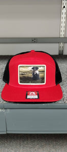 Red / Black 7 Panel Trucker Pintail Snapback